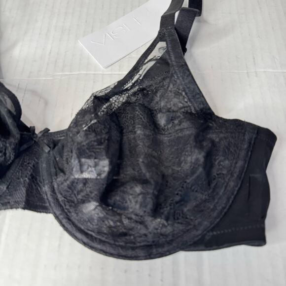 HSIA Full Coverage Unlined Underwire Bra Black Lace Plus Size NWT 36C - Picture 3 of 8